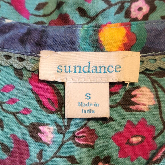 Sundance Floral Joy Button Down Shirt Long Sleeve Blue Purple Green Boho Size S - Picture 12 of 15